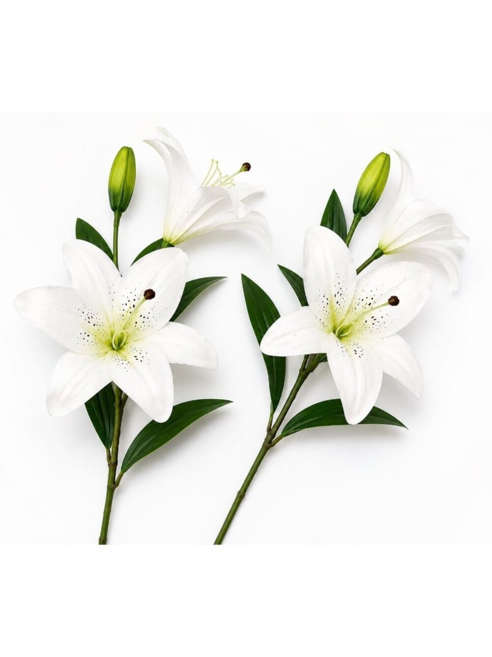 White Lily Stems Set of 2 Real Touch Artificial Faux Floral